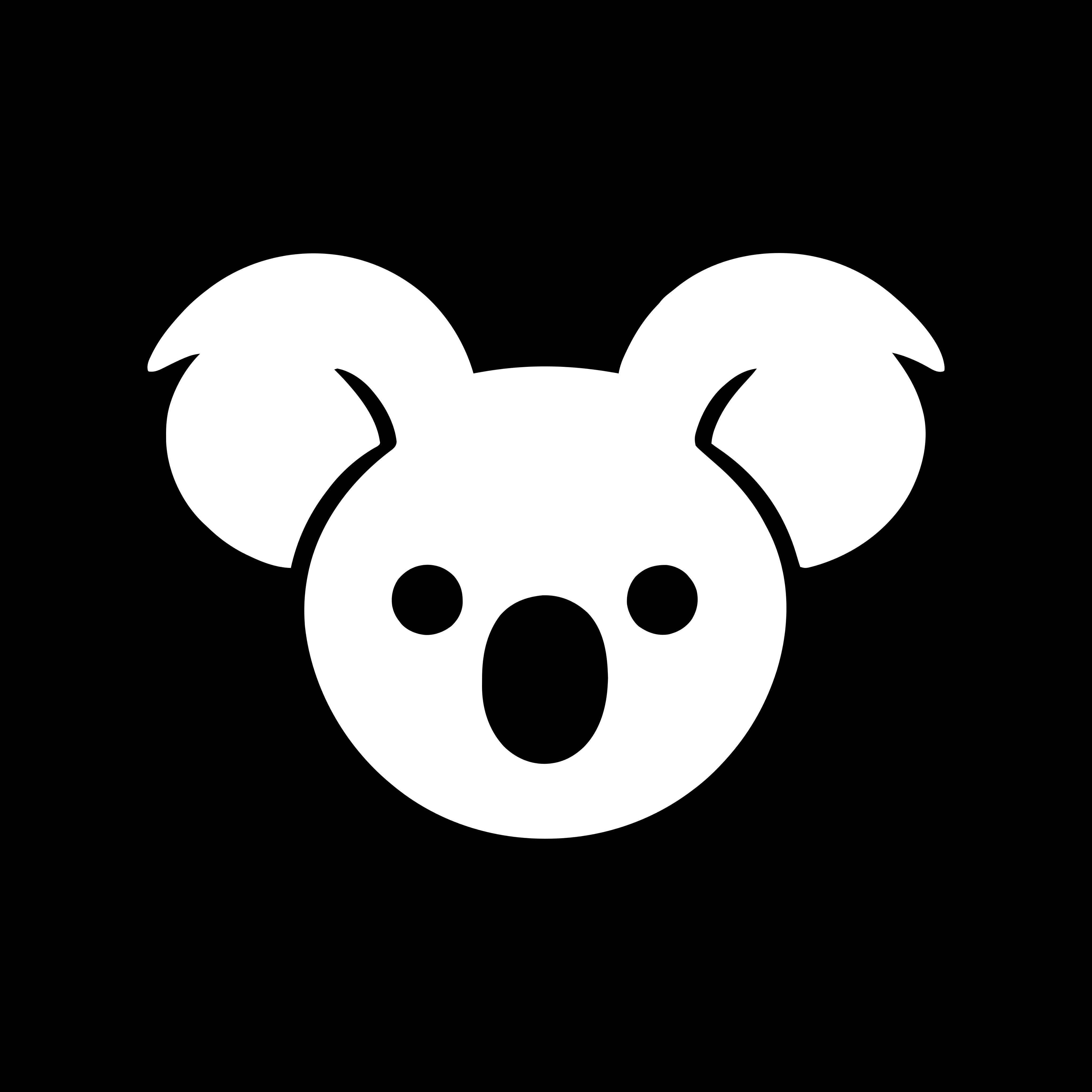 Solid white Kody mark on a black square